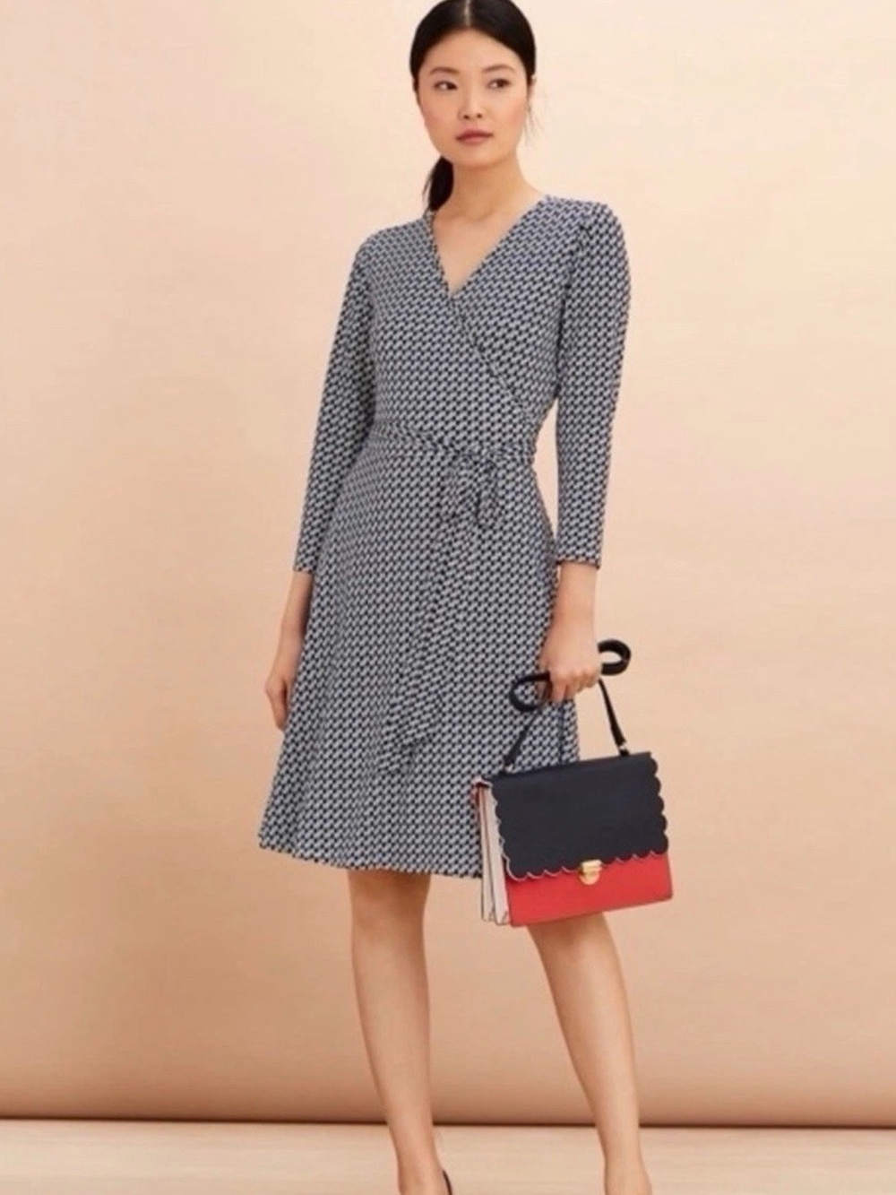 New Brooks Brothers Red Fleece Wrap Dress XL Navy RF Logo Fall Preppy Office